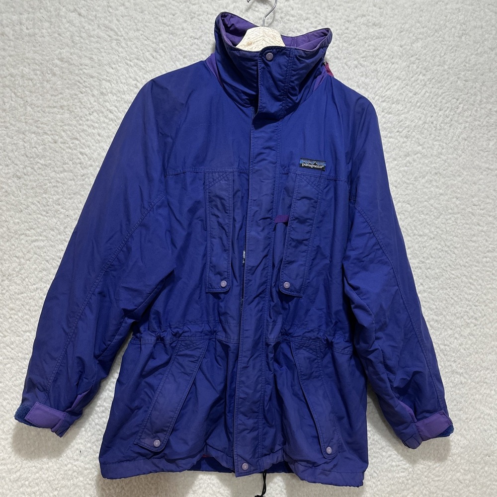 VINTAGE Patagonia Purple Windbreaker Lined Hood Rain Coat Jacket Adult Size S